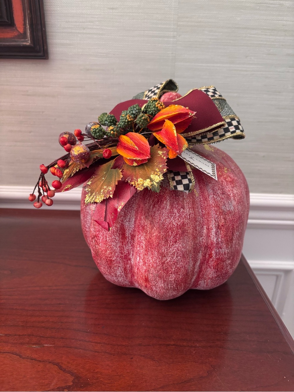 MacKenzie-Childs Spice Pumpkin Small paper mache NWT